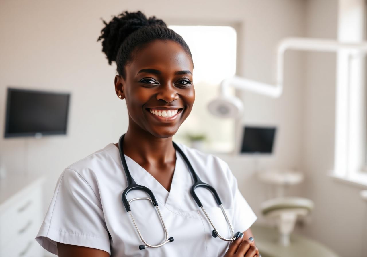 Kenyan dentist in clinic